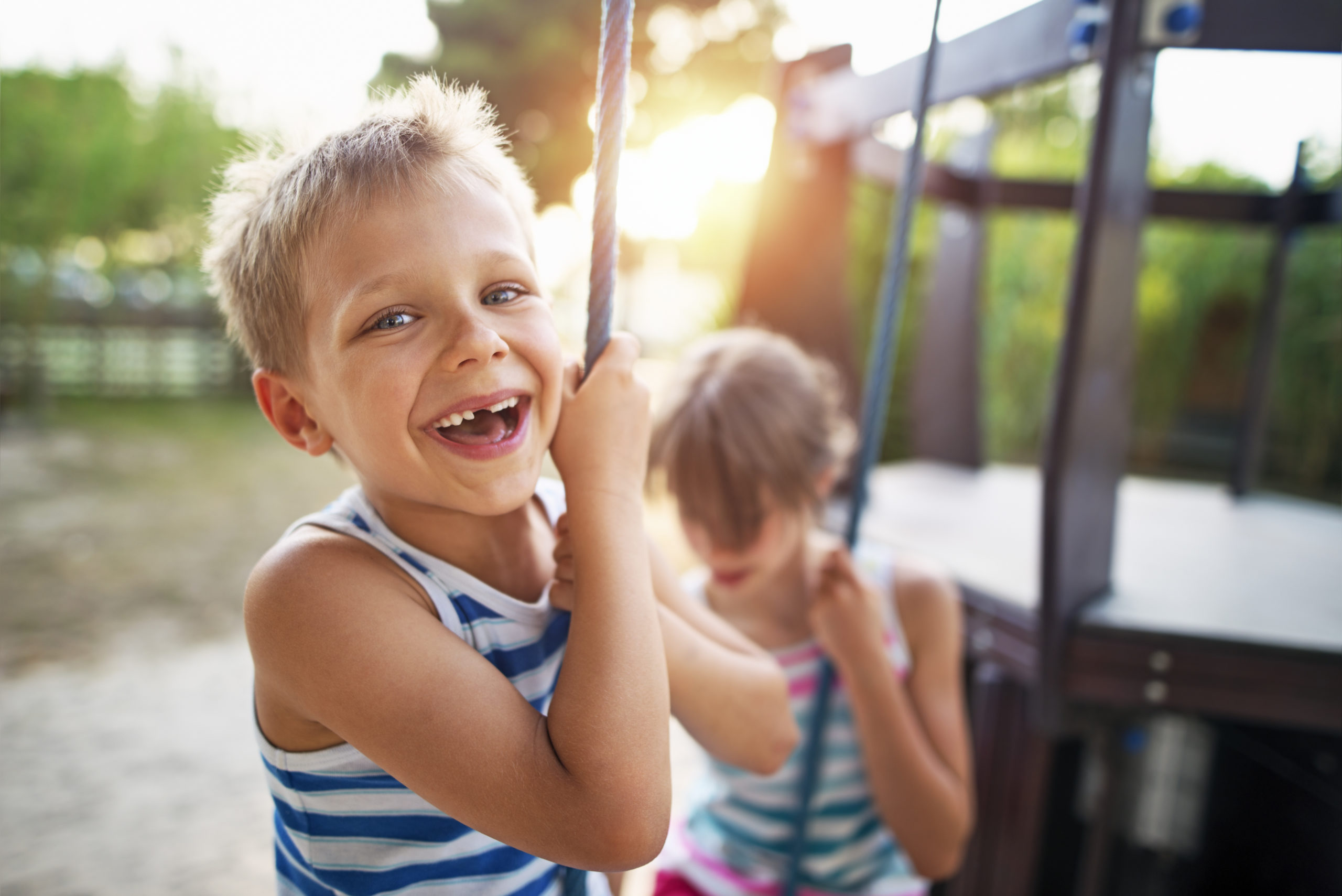 Kids laughing at the playground